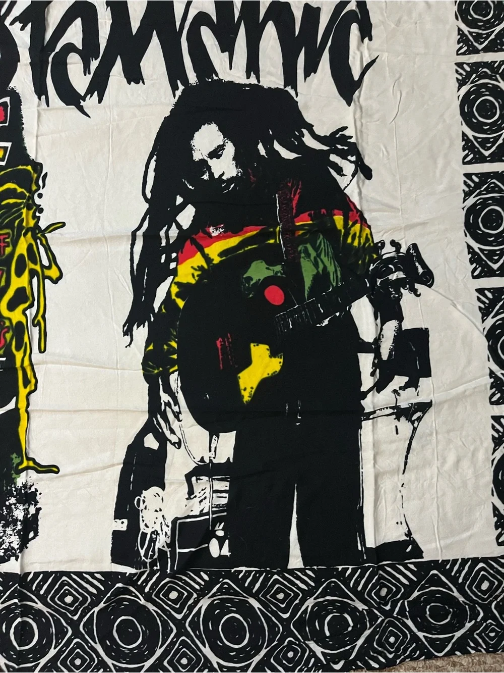 Bob Marley Graphic Tapestry - Black, White, Red, Yellow, Green